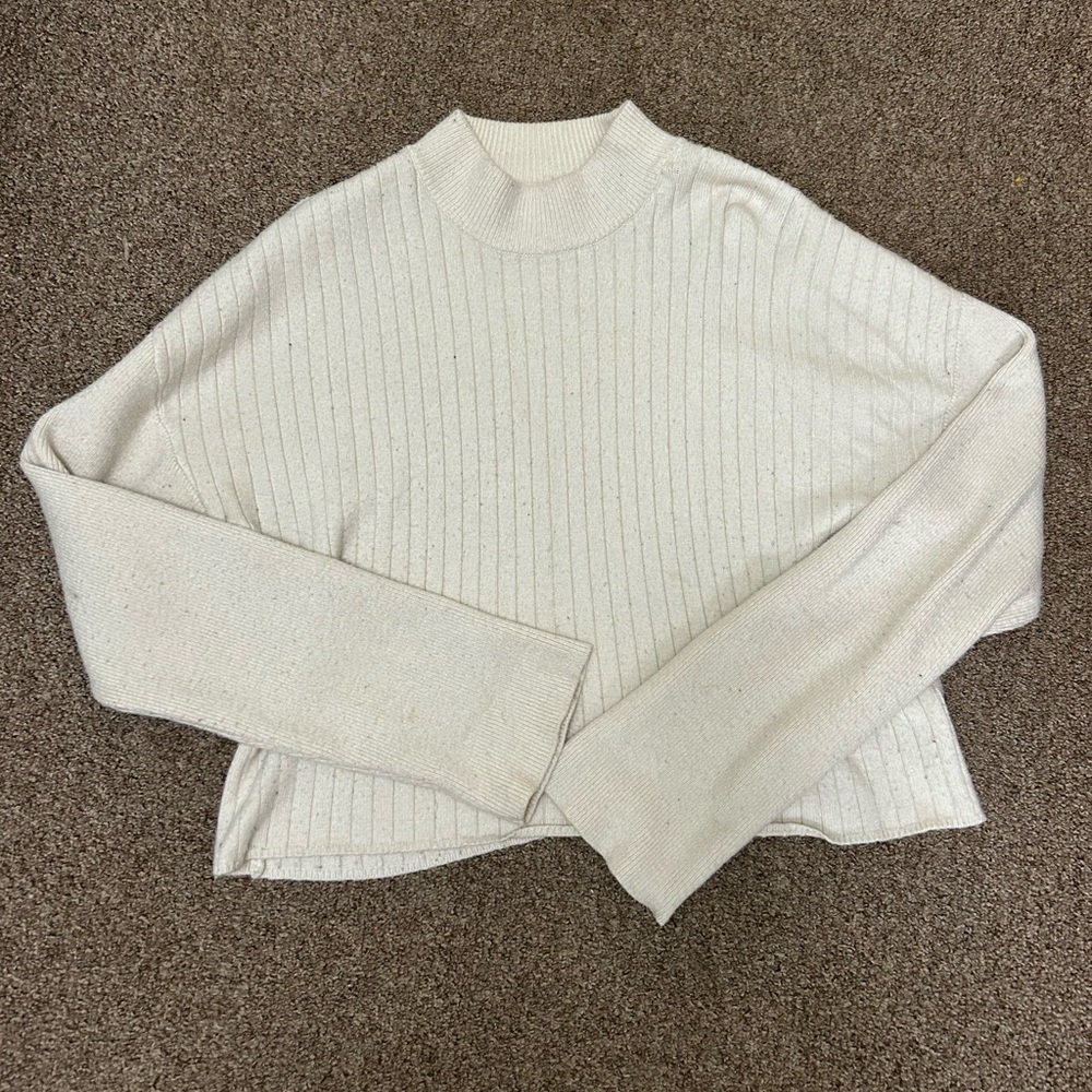 La Hearts Cream Mock Neck Women’s Sweater